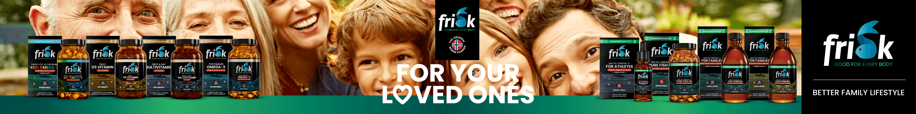 Omega-3 basert på torskelever fra 100 % villfanget arktisk torsk (Gadus morhua). Én art. Ingen blandinger. Naturlig triglyseridform og dokumentert lav oksidasjon bidrar til høy kvalitet og stabilitet  Frisk Arctic-serien er utviklet for å dekke hele familiens behov, fra de aller yngste til de eldste, tilpasser denne serien seg hvert familiemedlems unike behov og preferanser i livets ulike faser. Med verifisert norsk torskeleverolje som base, leverer denne skreddersydde serien essensielle byggesteiner for en sunn hverdag.